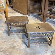 Vintage Pair Brass Fire Kettle Pot Stand Cooking Stools Trivet L Arts & Crafts