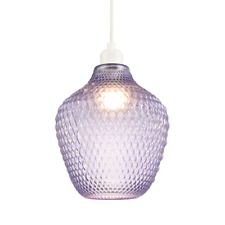 Designer Soft Lilac and Purpler Curvy Diamond Etched Glass Pendant Lamp Shade...