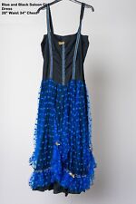 Black Saloon Girl Dress with Blue Polka Dot Net Skirt Size 10