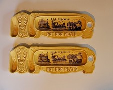 Vintage Illinois Souvenir Hot Dog Plate Ceramic Decorative Wall Plaque/Plate