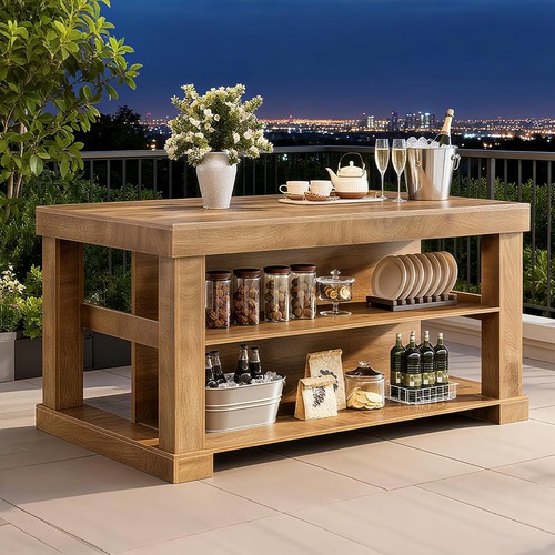 Kitchen island with shelves - kitchen,