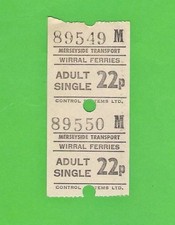 Merseyside PTE - Wirral Ferries - Adult Single "Ultimate" Ferry Ticket - c.1980s