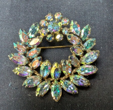 Vintage Sherman Tiara Brooch - Aurora Borealis Swarovski Crystal Stones