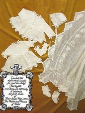 Baby Crochet Pattern Shawl Jacket Dress Bonnet Mitts Bootees 6-24months 4ply 318