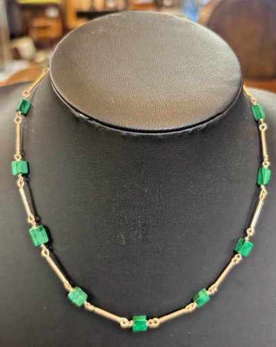 Vintage green malachite beaded - vintage,