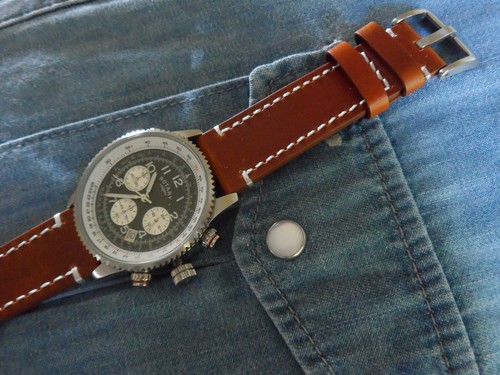 Tan leather pilot watch strap - tan,