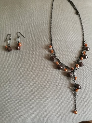 Mink and orange necklace - orange, +