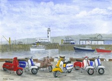 The Italian Job - Visits Scarborough - Scooter, Vespa, Lambretta Print