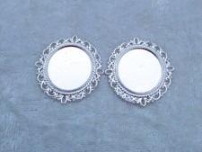 25 PCS ROUND FLAT 20mm BRIGHT SILVER CAMEO CABOCHON PENDANT SETTING