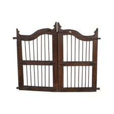Antique Mahogany Brown Indian Teak Dog Gates Garden Gate Pair 110cm Gujarat