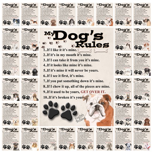 Dogs rules metal tin sign - rules,