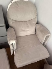 Habebe Recliner Glider Nursing Rocking Chair With Footstool Grey And White