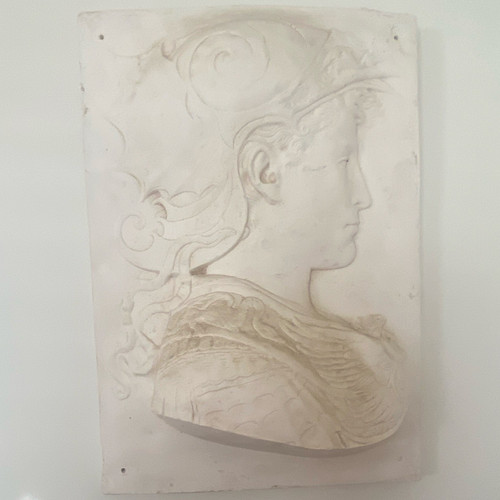 White plaster relief portrait - plaster,