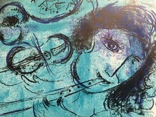 CHAGALL "The Flute Player"  1957. Limited Edition Mourlot lithograph.