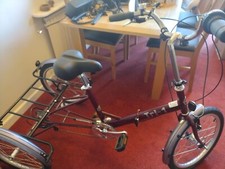Brand New Electric Pashley Tri 1, 7 Speed, Adult Folding Tricycle In Burgundy