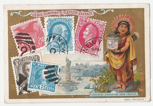 Statue liberty card liebig - of,
