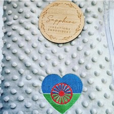 Grey Embroidered Baby Personalised Blanket Boy Girl Gypsy Romani Wagon Traveller