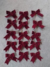 Burgundy dark Red Faux Velvet Bows Christmas Decorations Festive Swag Wreath