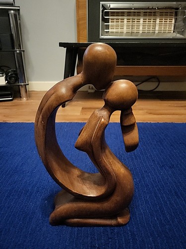 Wood carved lovers - carved, figure