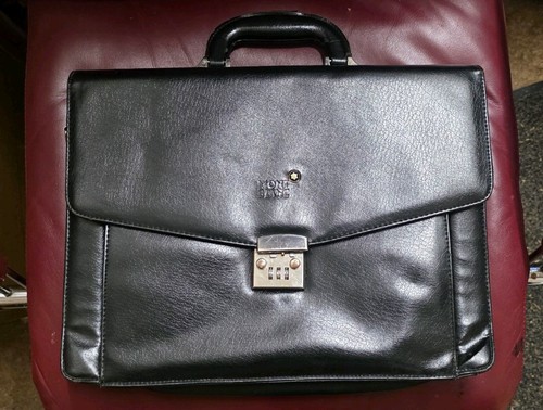 Mont blanc black leather bag - black,