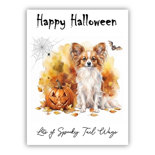 Papillon dog halloween card - dog,