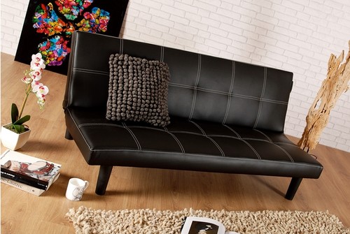 Single faux leather sofa bed - single,