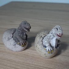 Vintage DRAGON Hatchlings Emerging From Egg Figurines x2