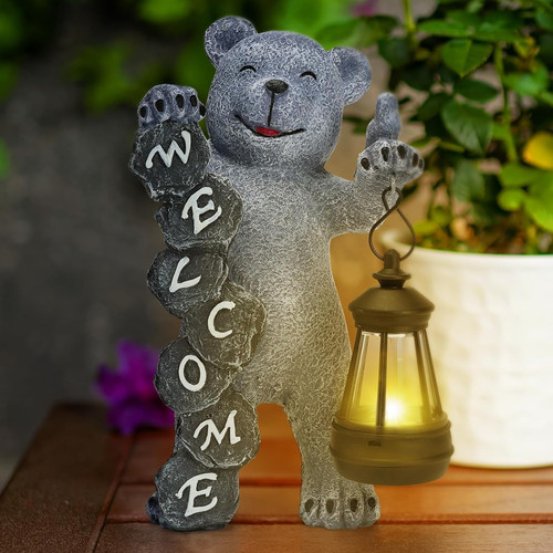 Grey bear solar garden - grey,