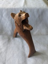 Antique Early 20th Century Black Forest Style Carved Wood Brown Bear Nutcracker