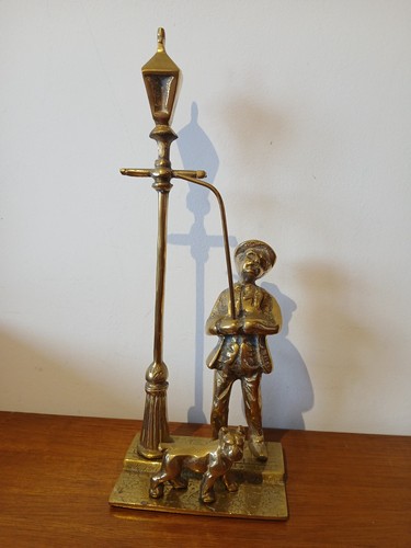 Brass lamp lighter - and, dog