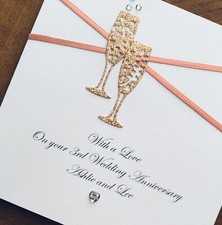 Personalised Handmade Wedding Anniversary Birthday Card 21 30 40 50 60 Rose Gold