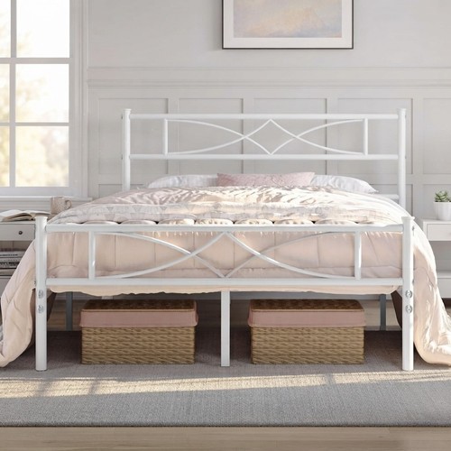 Sturdy white 5ft - 5ft, bed