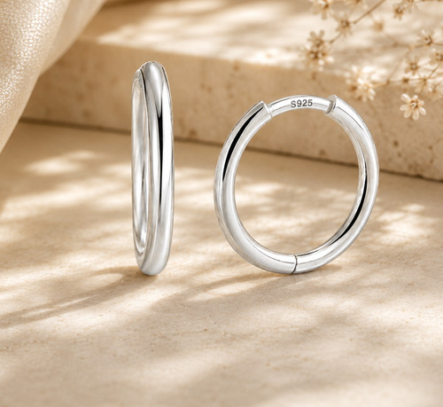 Solid silver plain hoop - solid,
