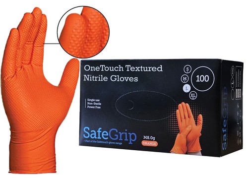 Orange nitrile gloves tough - orange,
