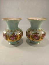 Alt Wien 2x vases Love Story small pair 5.5in duck egg and pink