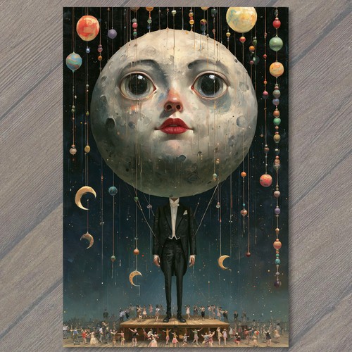 Art print moon face - print, marionette