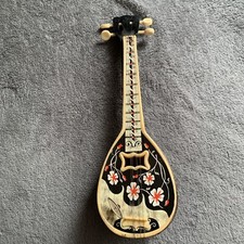 Music Box in the Shape of a Decorated, barrel organ Mandolin  Vintage Mini Size