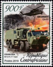 OSHKOSH M1075 FT 8x8 Military Fire Engine Truck Firefighting Stamp #148