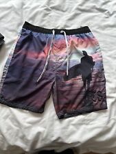 Twisted Soul Mens Swim Shorts. Sun Set Rise Surfer Sea Multi Colour PLS READ