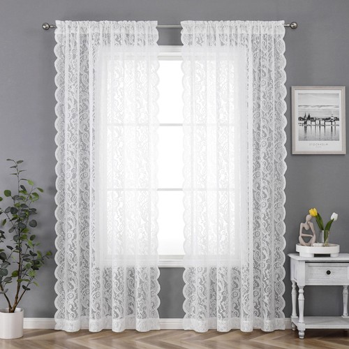 Bujasso white lace window - white,