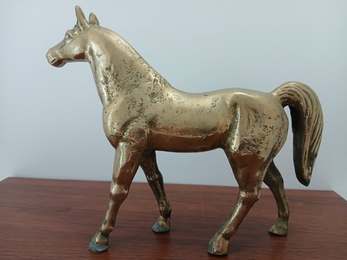 Vintage solid brass horse - brass,