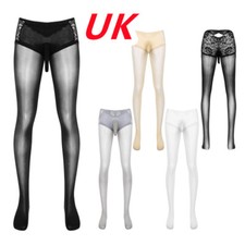 UK Men Pantyhose Penis Sheath Sheer Sissy Stretchy Stockings Nylons Tights Panty
