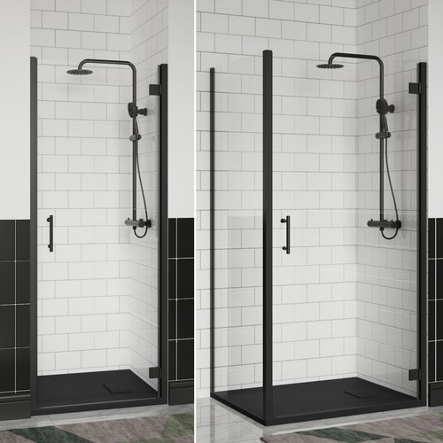 Black hinged shower enclosure - black,