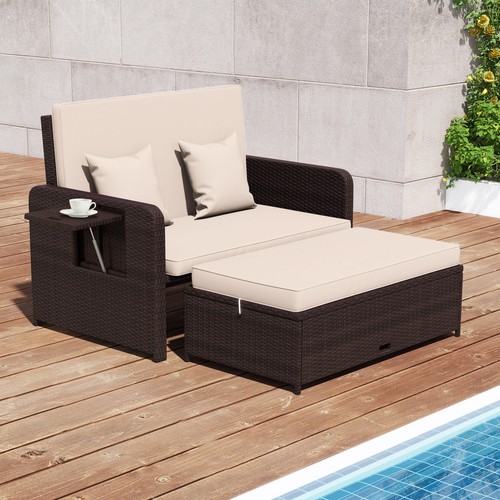 Wicker loveseat sofa - wicker, with