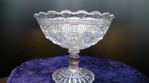 Pressed glass pedestal bowl