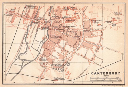 Canterbury antique map - ,, town