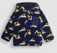 Jojo Maman Bebe Navy Blue Digger Lined Teddy Fleece (Reversible) - 12-18 months