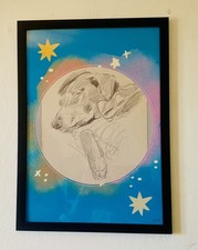 Original Framed Dog Artwork -