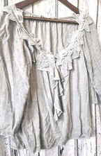 made in italy Plus Size Dove Grey Acid Wash Lagenlook Cottage Core Whimsy Floral