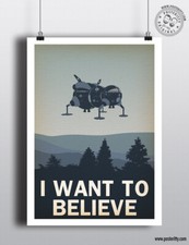 I WANT TO BELIEVE (Starbug) - Minimalist Parody Poster Print by Posteritty Art